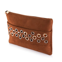 Suede Clutch with Metal Accents