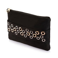 Suede Clutch with Metal Accents