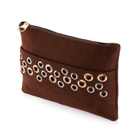 Suede Clutch with Metal Accents