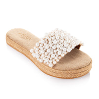 Beads Embellished Straw Slipper