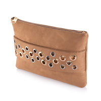 Suede Clutch with Metal Accents