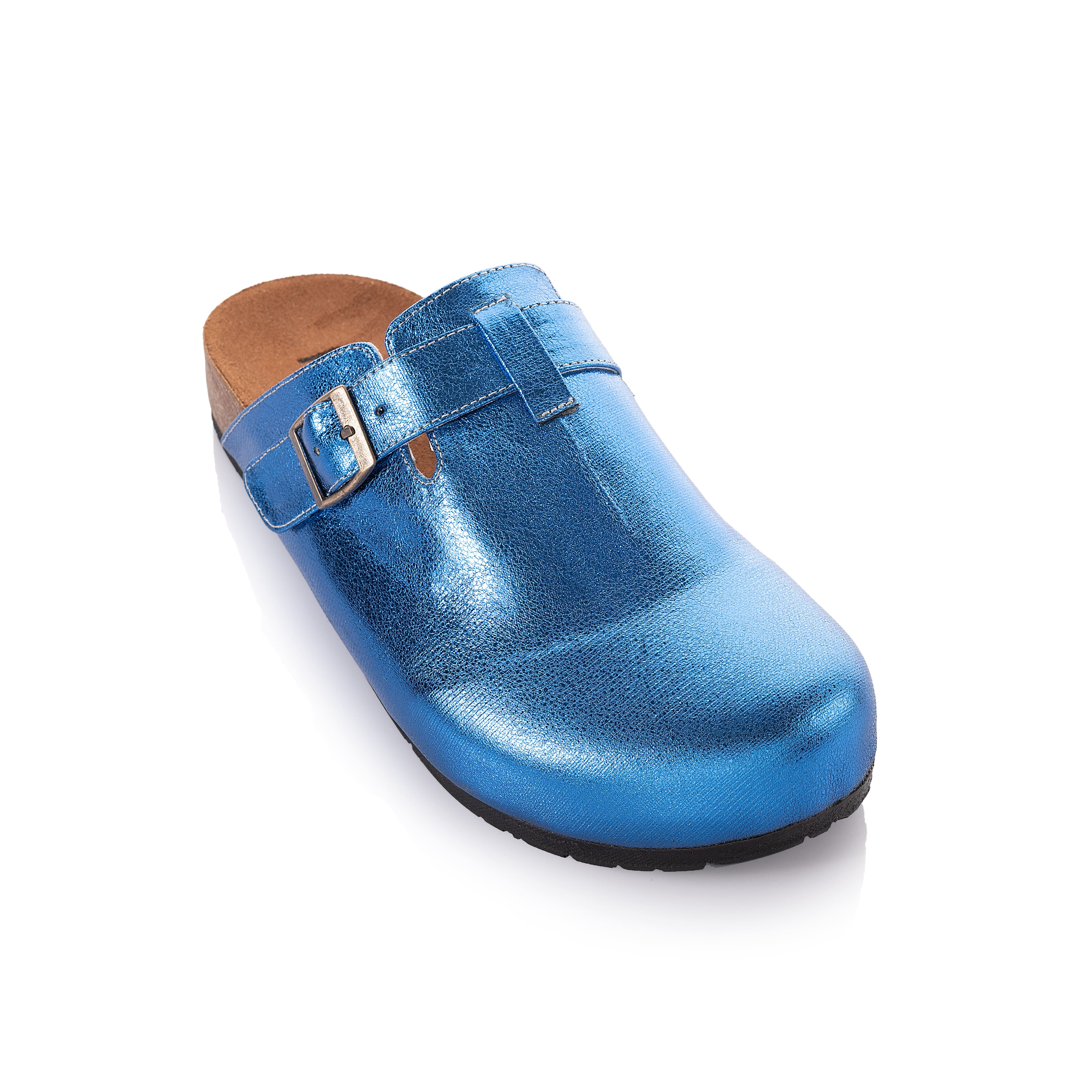 Metallic Belted Clogs Kaia