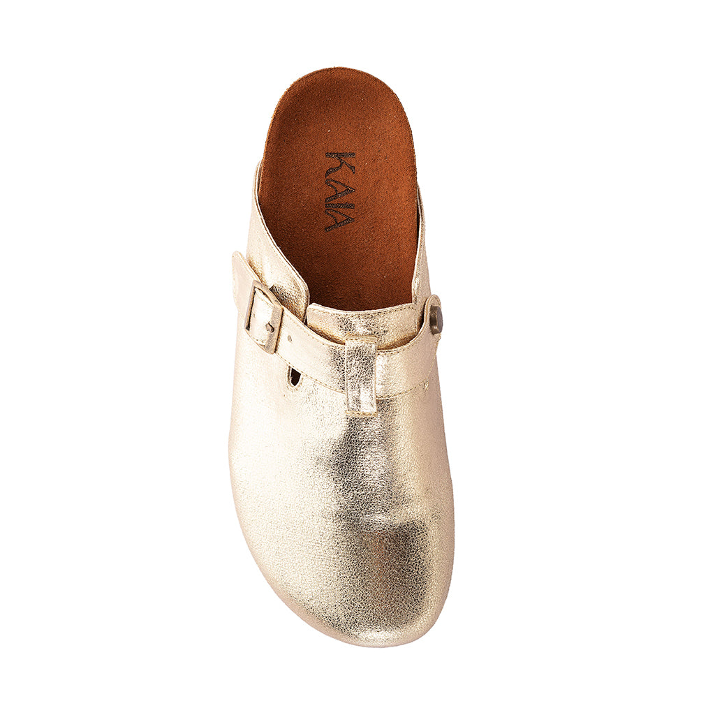Metallic Belted Clogs